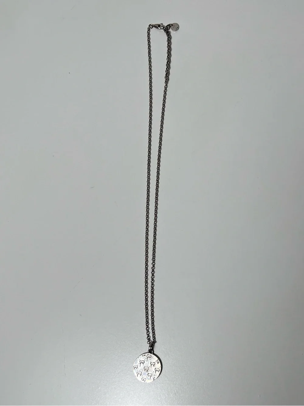 Gucci Ghost Logo Diamond Motif Pendant Sterling Silver 925 Enamel Necklace